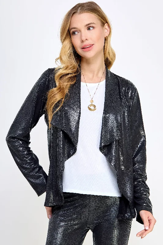 Hemp JacketsLong Sleeve Pleather Snake Skin Look Jacket-4083VF-LRD1-F028