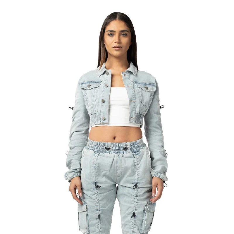 WindbreakersMulti Bungee Cropped Jacket - Speckle Blue