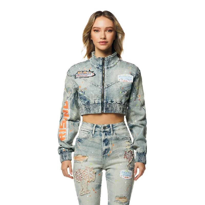 Mesh JacketsCropped Racing Jean Jacket - Alpine Blue