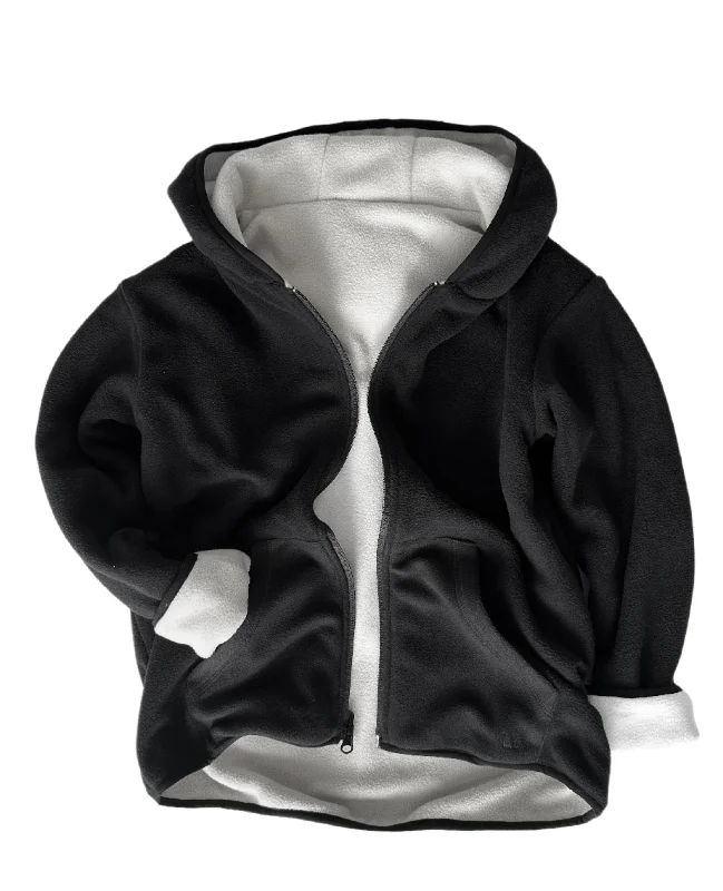 Cashmere JacketsReversible Fleece Zip Hoodie - Black