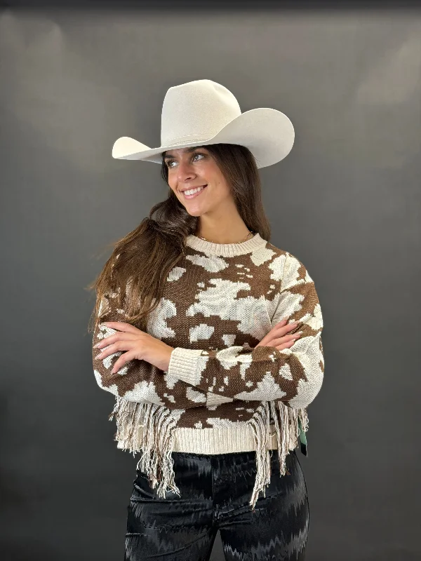 Reflective JacketsRock&roll Womens Cow Hide Fringe Pullover