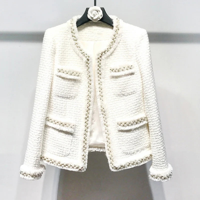 Logo JacketsWhite Tweed Women Jacket