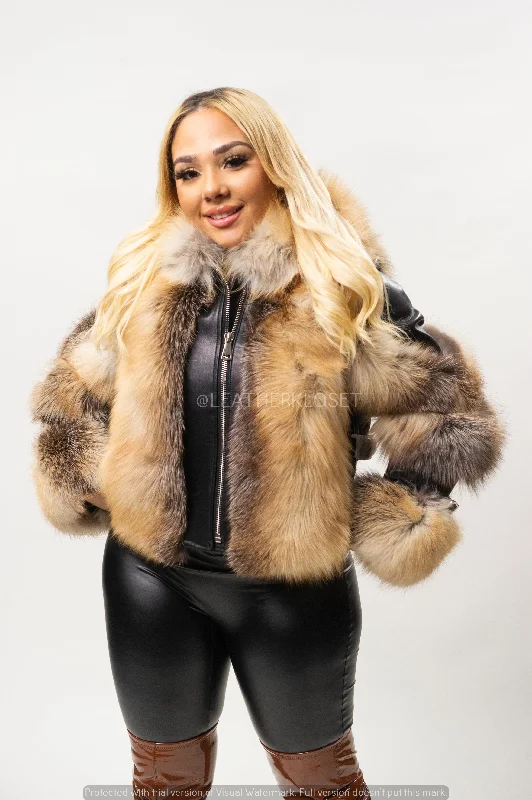 Cultural JacketsWomen's Leather And Fox Combo [Black/Gold]