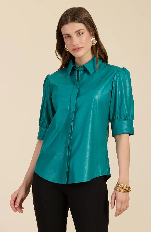 Relaxed Fit ShirtsAlice Vegan Leather Shirt - Deep Lake