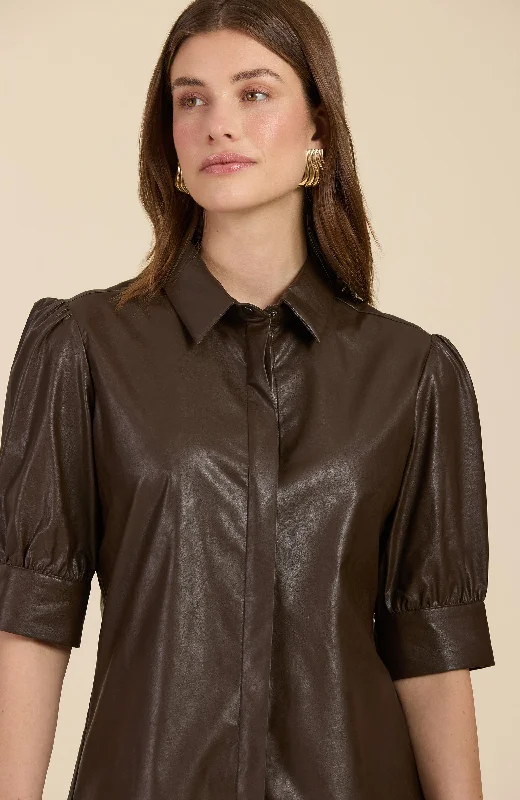 Wrap ShirtsAlice Vegan Leather Shirt - Walnut