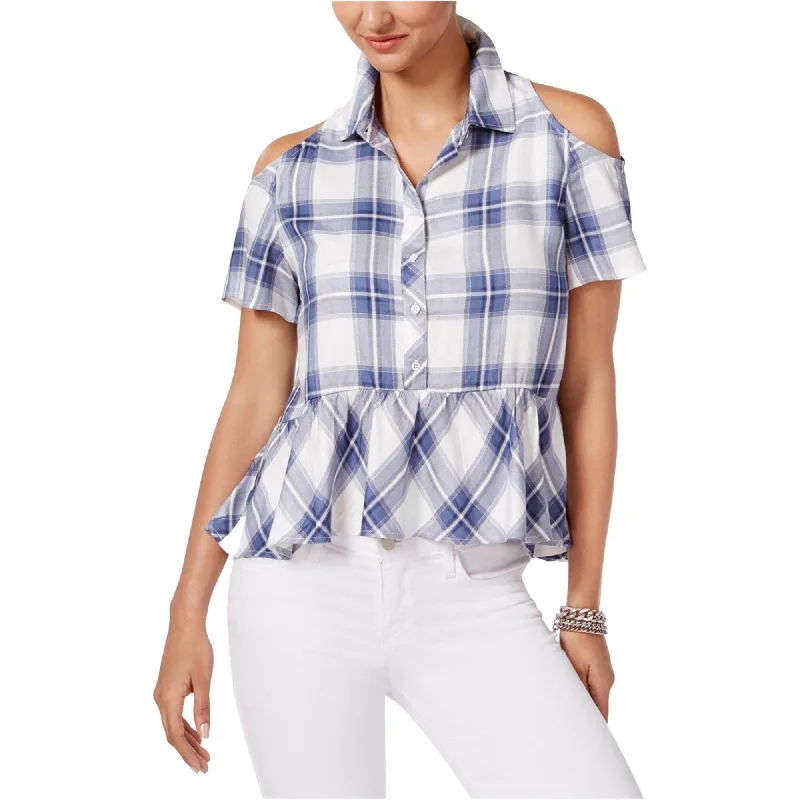 Logo ShirtsBuffalo David Bitton Womens Satyana Button Up Shirt, Blue, Small