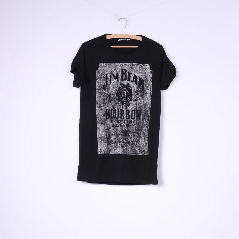 Travel ShirtsCedar Wood State Jim Beam Women L Shirt Black Cotton Graphic Bourbon Top