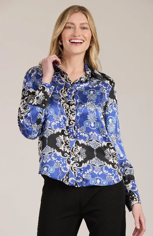 Polyester ShirtsChloe Charmeuse Diamonds Shirt - Diamonds & Sapphires