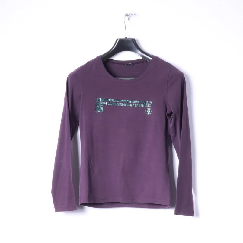 Asymmetrical ShirtsPirelli Women S Long Sleeved Shirt Purple Stretch Crew Neck Logo Top