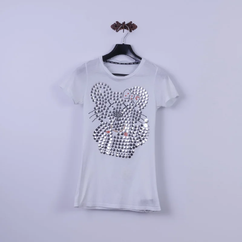 Studded ShirtsIOD By Steven Trussell Women L (S) Shirt White Silver Bear Long Fit Top