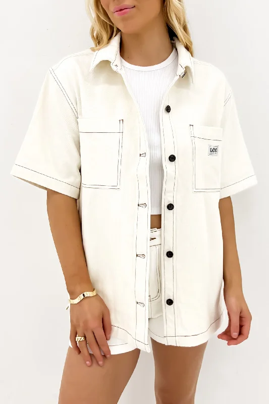 Graphic ShirtsDenim Boxy Shirt Milk