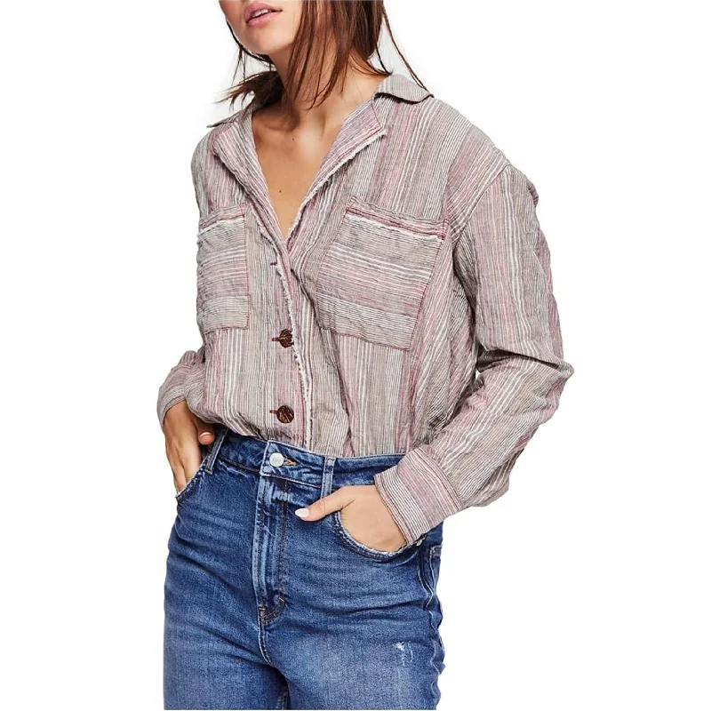 Ruffled ShirtsFree People Womens Multistripe Button Up Shirt