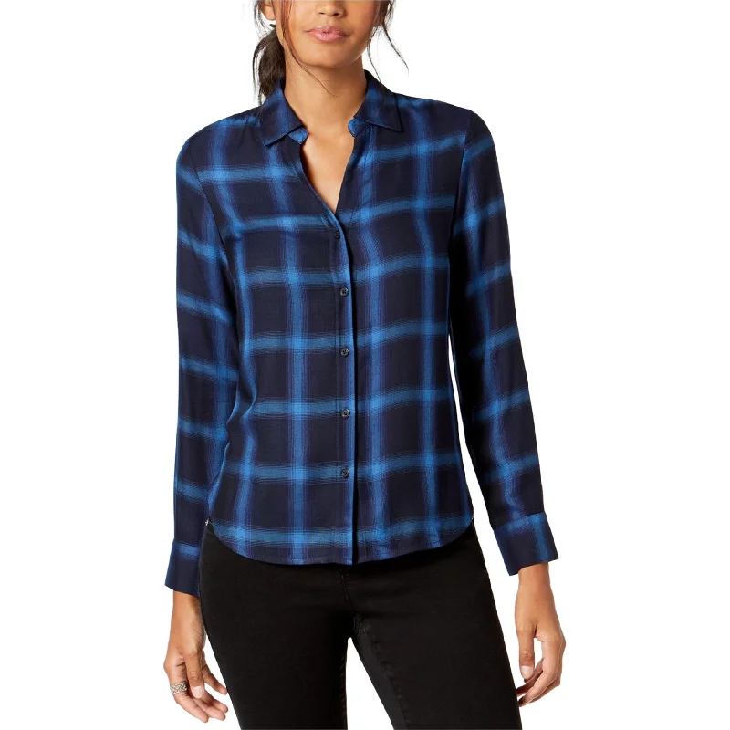 Sheer ShirtsI-N-C Womens Plaid Button Up Shirt