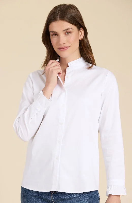 Chambray ShirtsKelsey Ruffle Collar Shirt - White