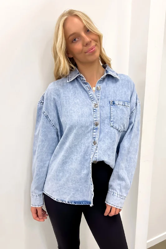 Sequined ShirtsMaci Denim Shirt Light Blue