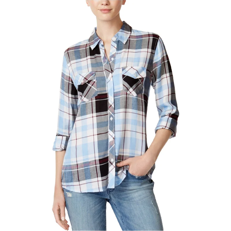 Hemp ShirtsMaison Jules Womens Plaid Button Up Shirt