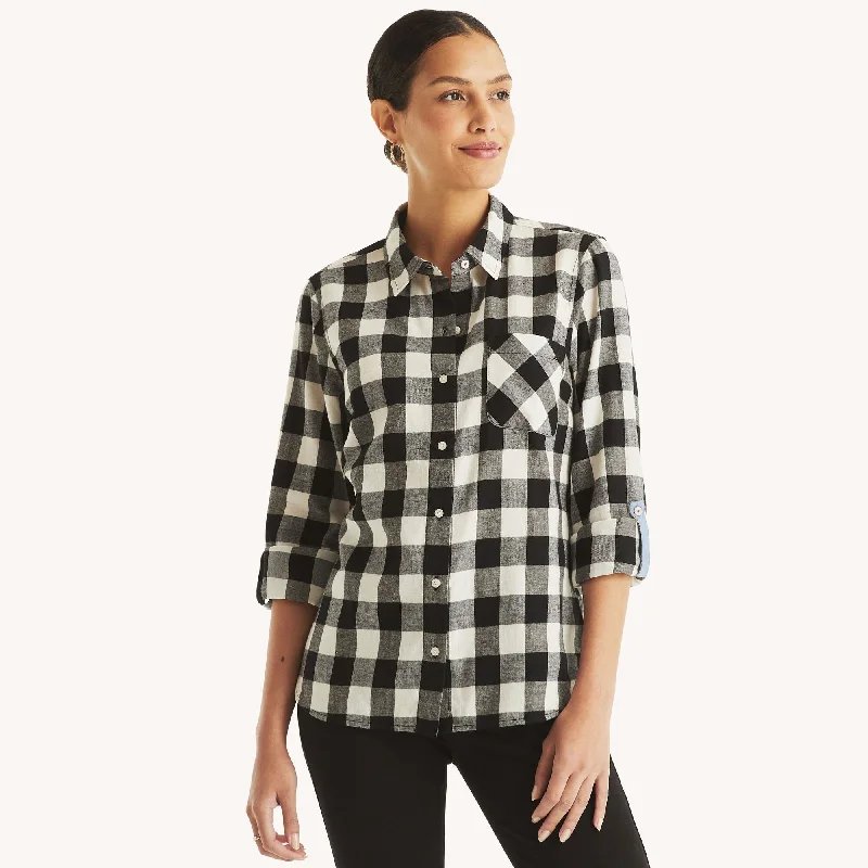 Sheer ShirtsNautica Womens Checkered Button-Down Shirt