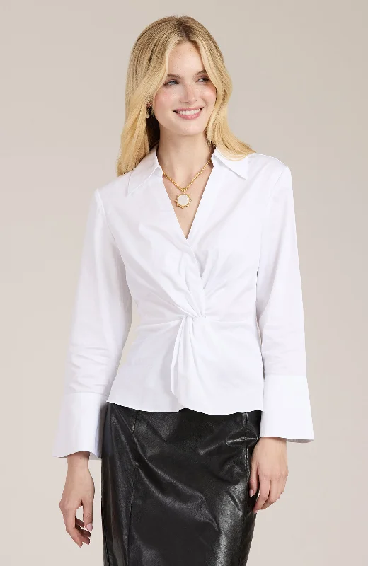 Wrap ShirtsPaige Twisted Front Shirt - White