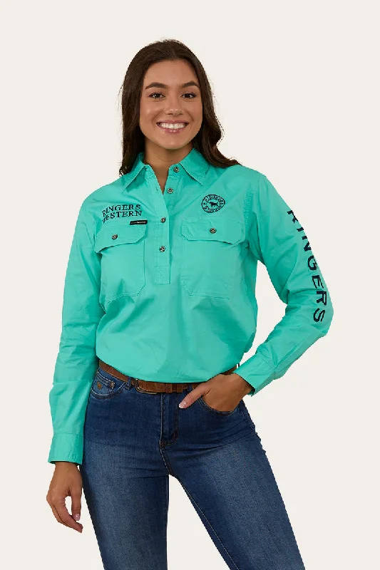 Fringed ShirtsSignature Jillaroo Womens Half Button Work Shirt - Mint/Navy