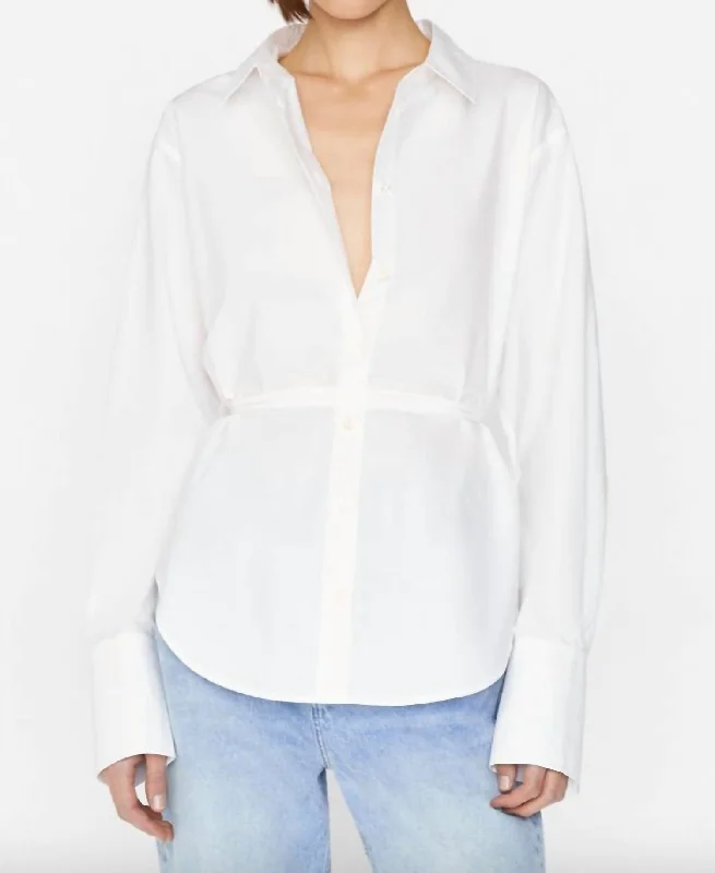 Yoga ShirtsSlit Back Waist Tie Shirt In Blanc