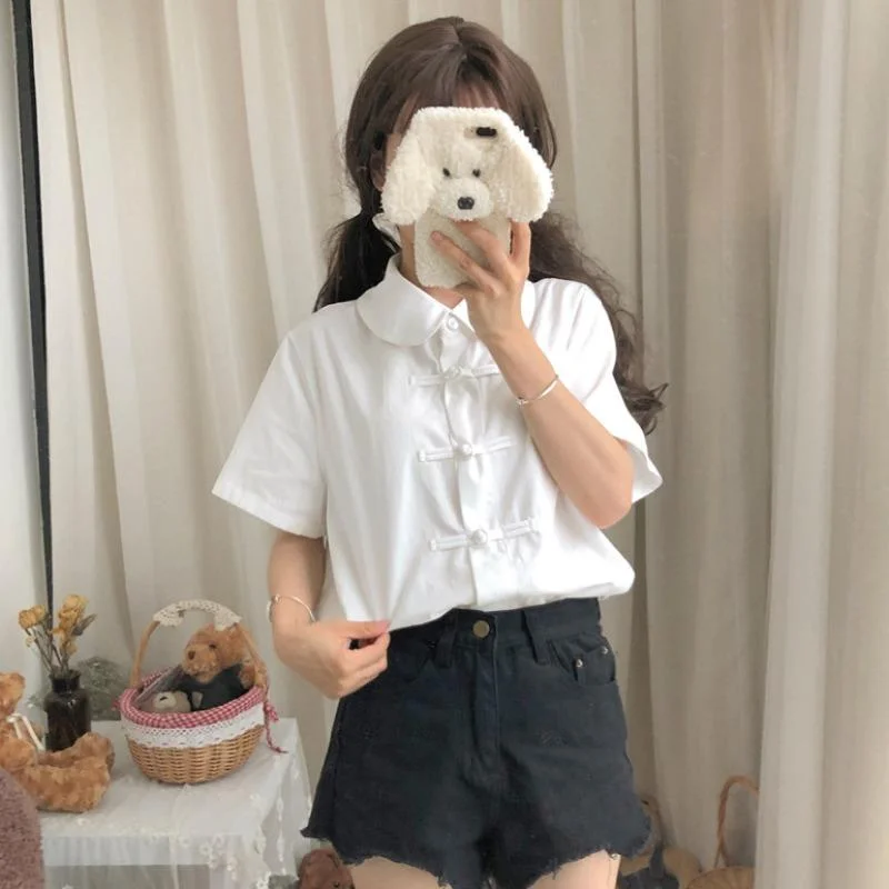 Outdoor ShirtsWomen's Harajuku Frogs Peter Pan Collar Shirts