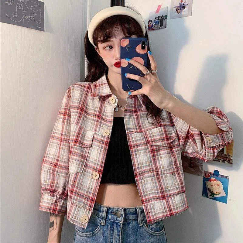 Wool ShirtsWomen's Lovely Retro Plaid Loose Shirts