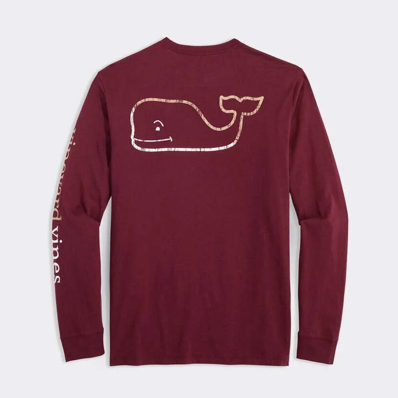 Leather-Paneled T-ShirtsBurgee Vintage Whale Long Sleeve T-Shirt