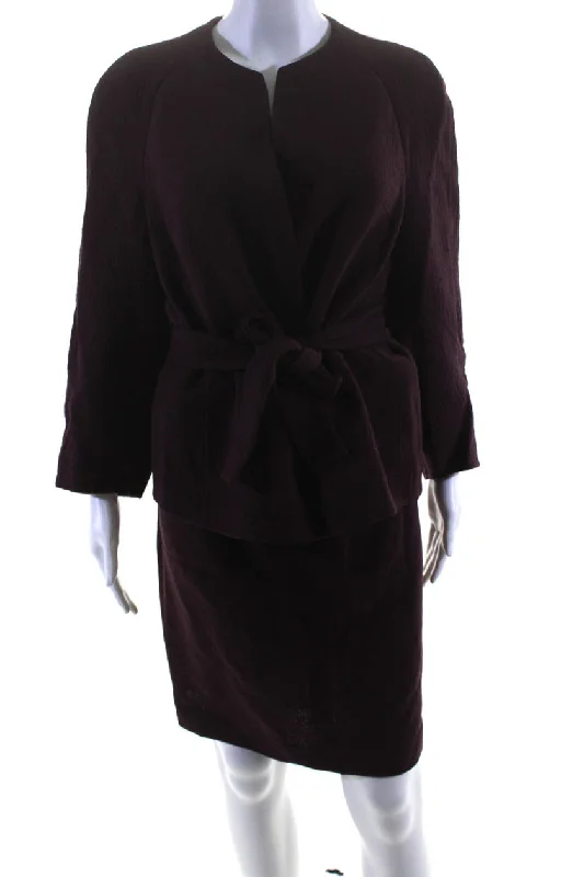 BlazerplayerAkris Bergdorf Goodman Womens Tied Waist Snap Blazer Skirt Set Purple