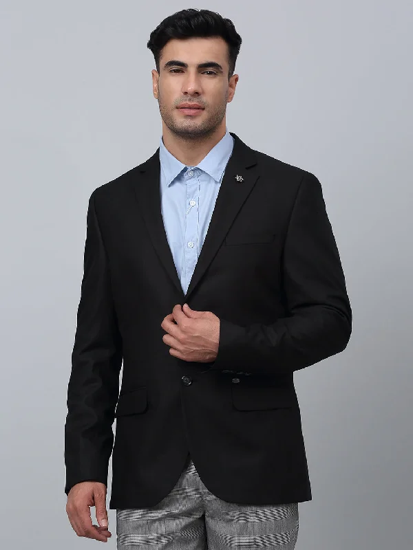 BlazerbrandBlack Solid Full Sleeves Formal Blazer For Men