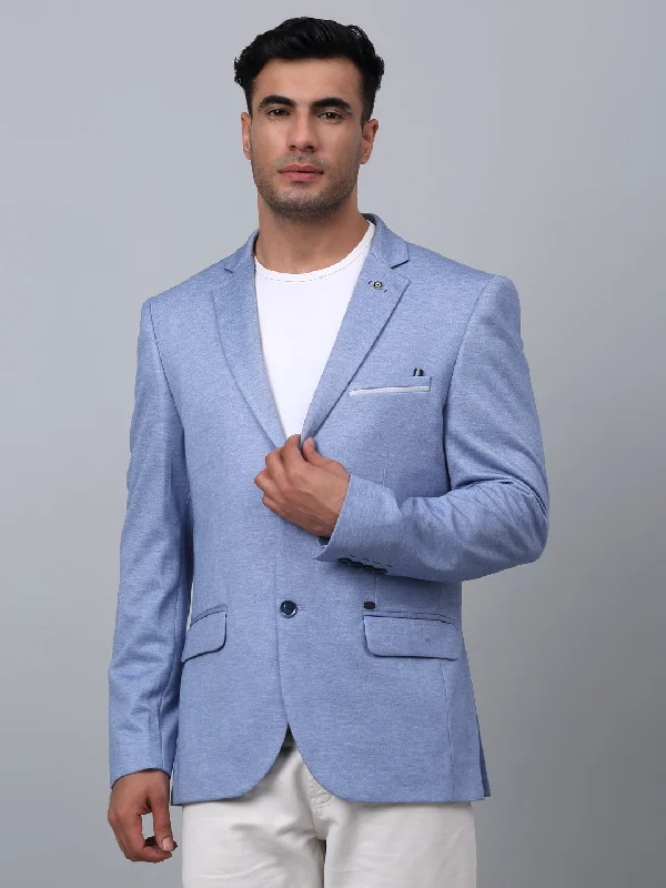 BlazerinitiativeBlue Solid Plain Full Sleeves Casual Blazer For Men