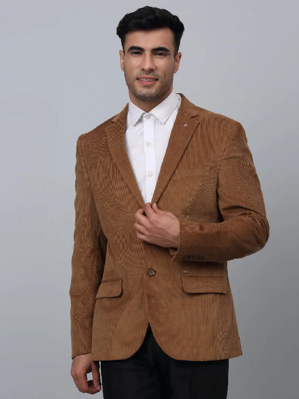 BlazerprintKhaki Solid Full Sleeves Formal Blazer For Men