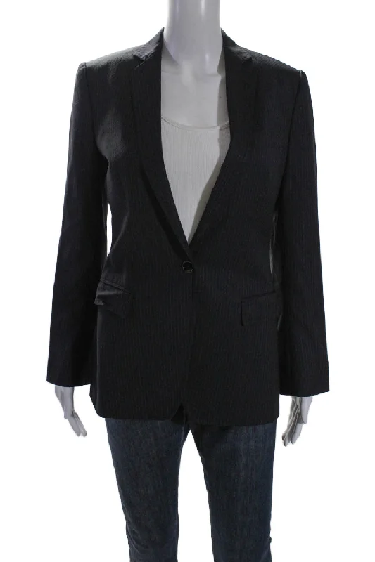 BlazerjacketDolce & Gabbana Womens Striped Single Button Blazer Jacket Black