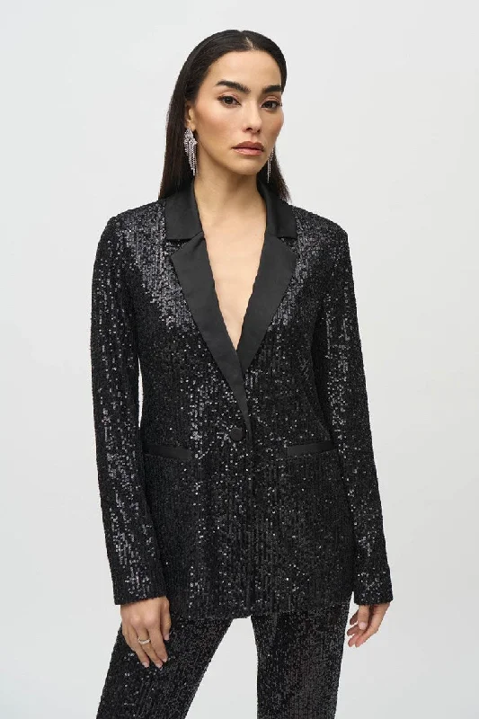 BlazerbrandJoseph Ribkoff Sequined Blazer With Satin Lapel