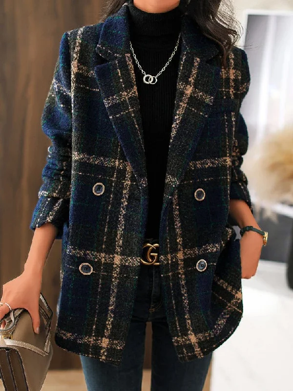 BlazervrLoose Fit Plaid Blazer