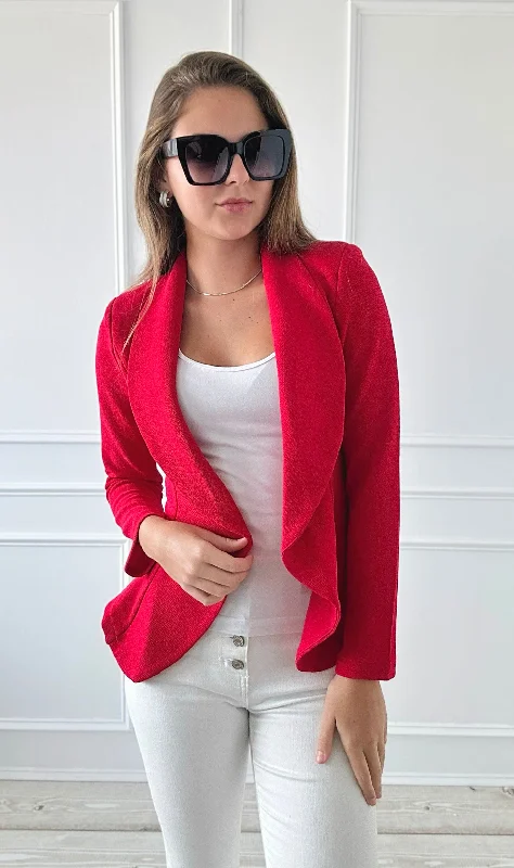 BlazerartFierce Chic Fitted Blazer - Red