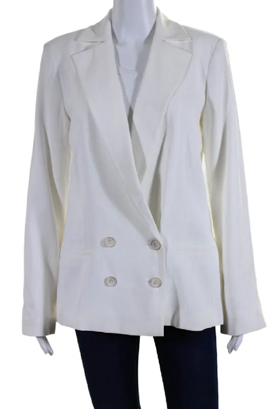 BlazervictoryPaige Womens Notch Collar Double Breasted Button Up Blazer Jacket White