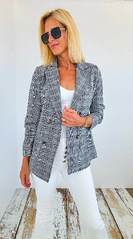 BlazerlossPreptastic Gray Brown Plaid Blazer