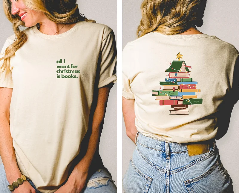 Compression Sweatshirtsall i want for christmas is books/book tree t-shirt