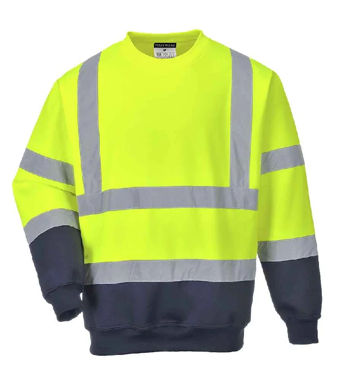 Outdoor SweatshirtsPortwest Hi-Vis Two Tone Sweatshirt | Yellow/Navy