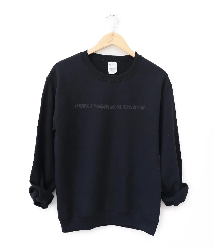 Bamboo Fiber Sweatshirtsreading & avoiding social interaction embroidered sweatshirt