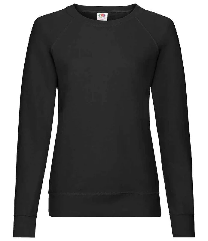 Hiking HoodiesFruit of the Loom Lady Fit Lightweight Raglan Sweatshirt | Black