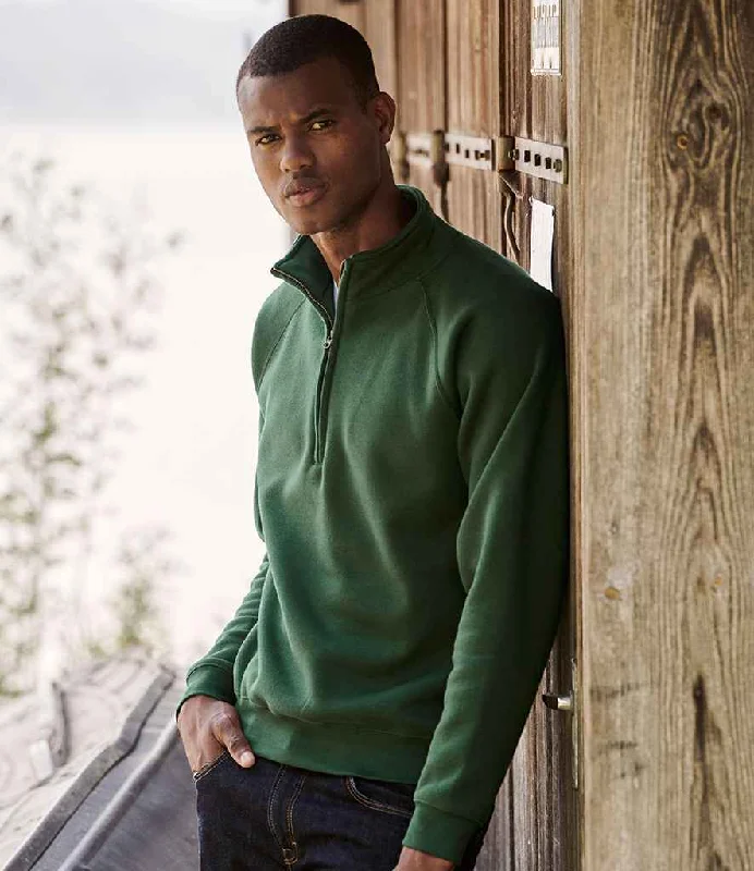 Recycled Fabric HoodiesFruit of the Loom Premium Zip Neck Sweatshirt | Bottle Green