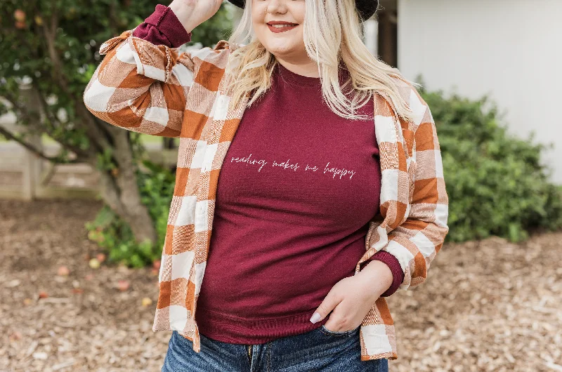 Leather-Paneled Sweatshirtsreading makes me happy sweatshirt