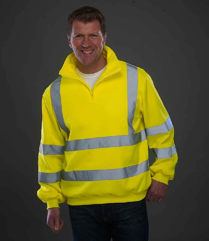 Luxury HoodiesYoko Hi-Vis Zip Neck Sweatshirt | Yellow