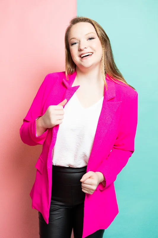 BlazercloudLightweight Single Fuschia Blazer by BiBi Clothing