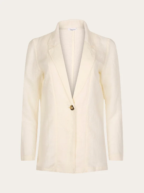 BlazerspiritLinen mix loose blazer - Buttercream