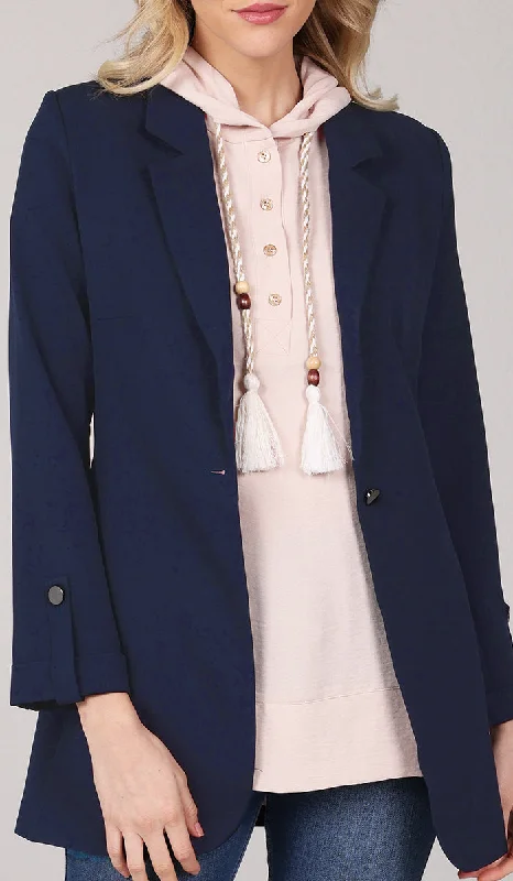 BlazercrazeMaya Long Light Comfy Blazer Jacket - Navy