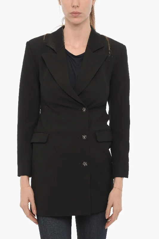 BlazerplayerAllSaints Double Breasted ERYKAH Blazer with Flap Pockets and Jewels B