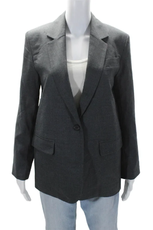 BlazerjerseyAlmina Womens Wool Blend Notch Collar Button Up Blazer Jacket Gray