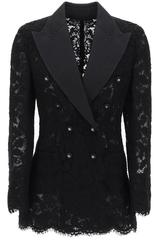 BlazerartDolce & Gabbana Women's Turlington Double-Breasted Lace Blazer